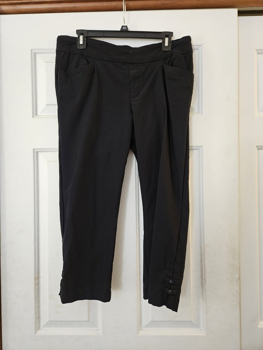 Lee Black Stretch Capri Pants with Hem Tab Detail 14